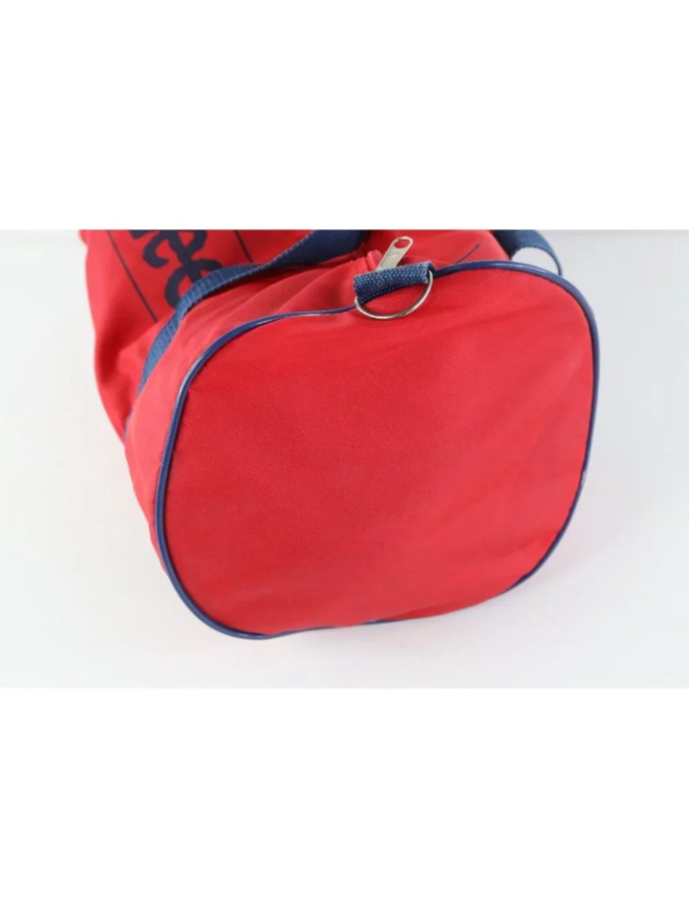 Vintage 70s 80s Lee Dungarees Spell Out Box Logo Handled Duffel Bag Carry On Red